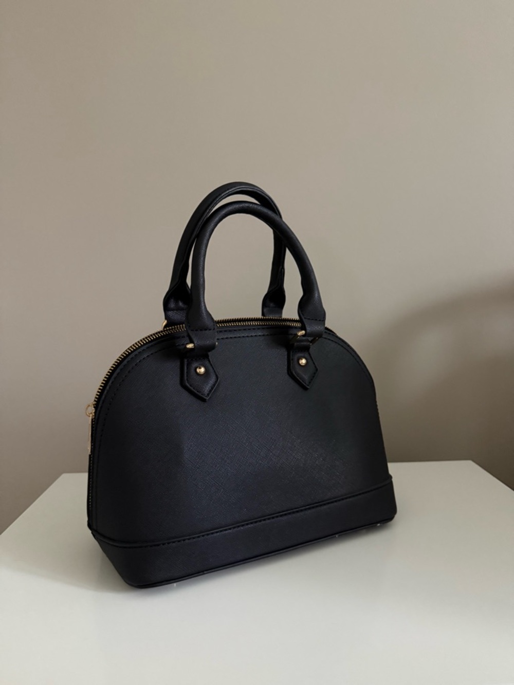 Classic Black Dome Satchel Handbag